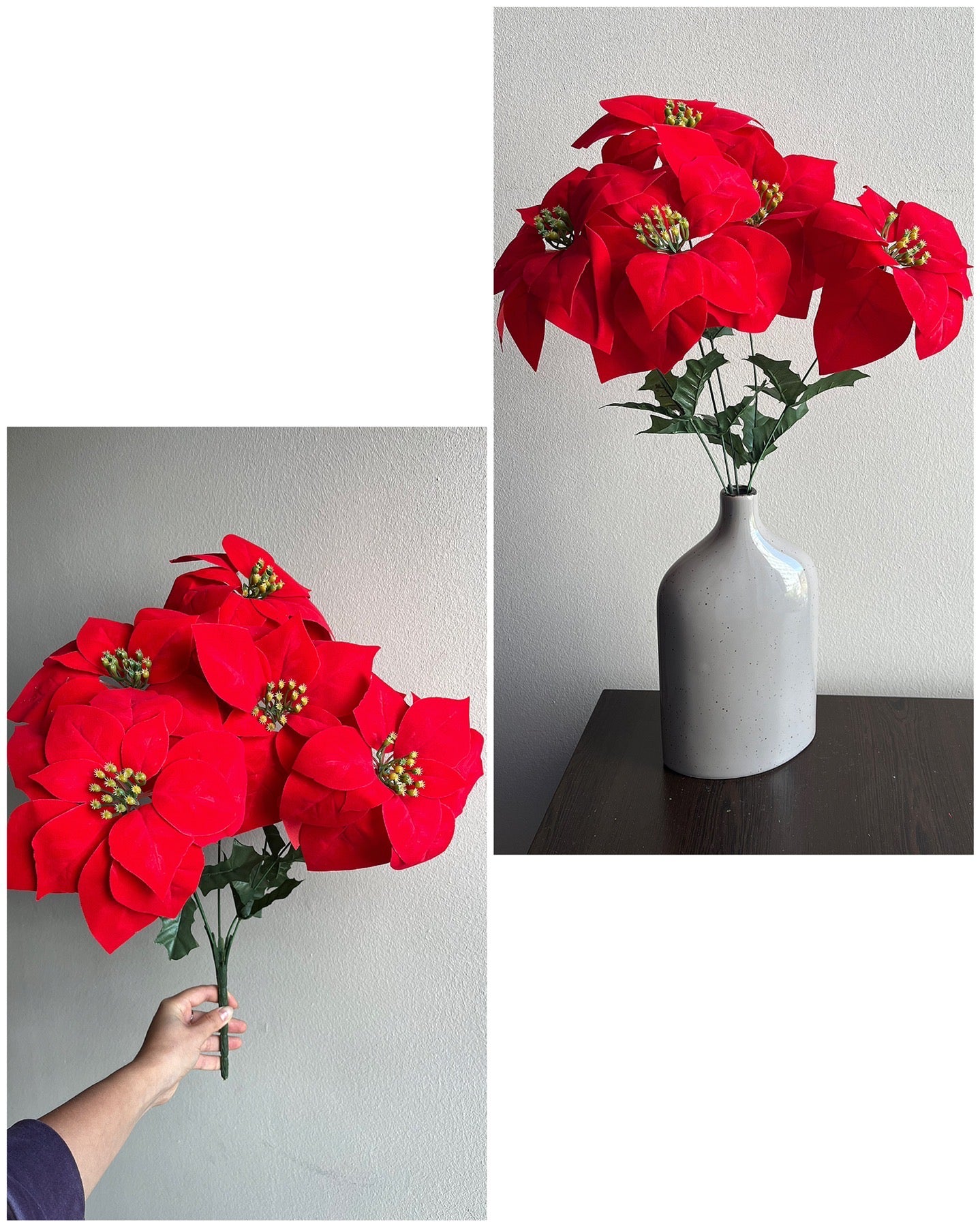 GK-5 Букет от голяма кадифена коледна звезда с 5 глави