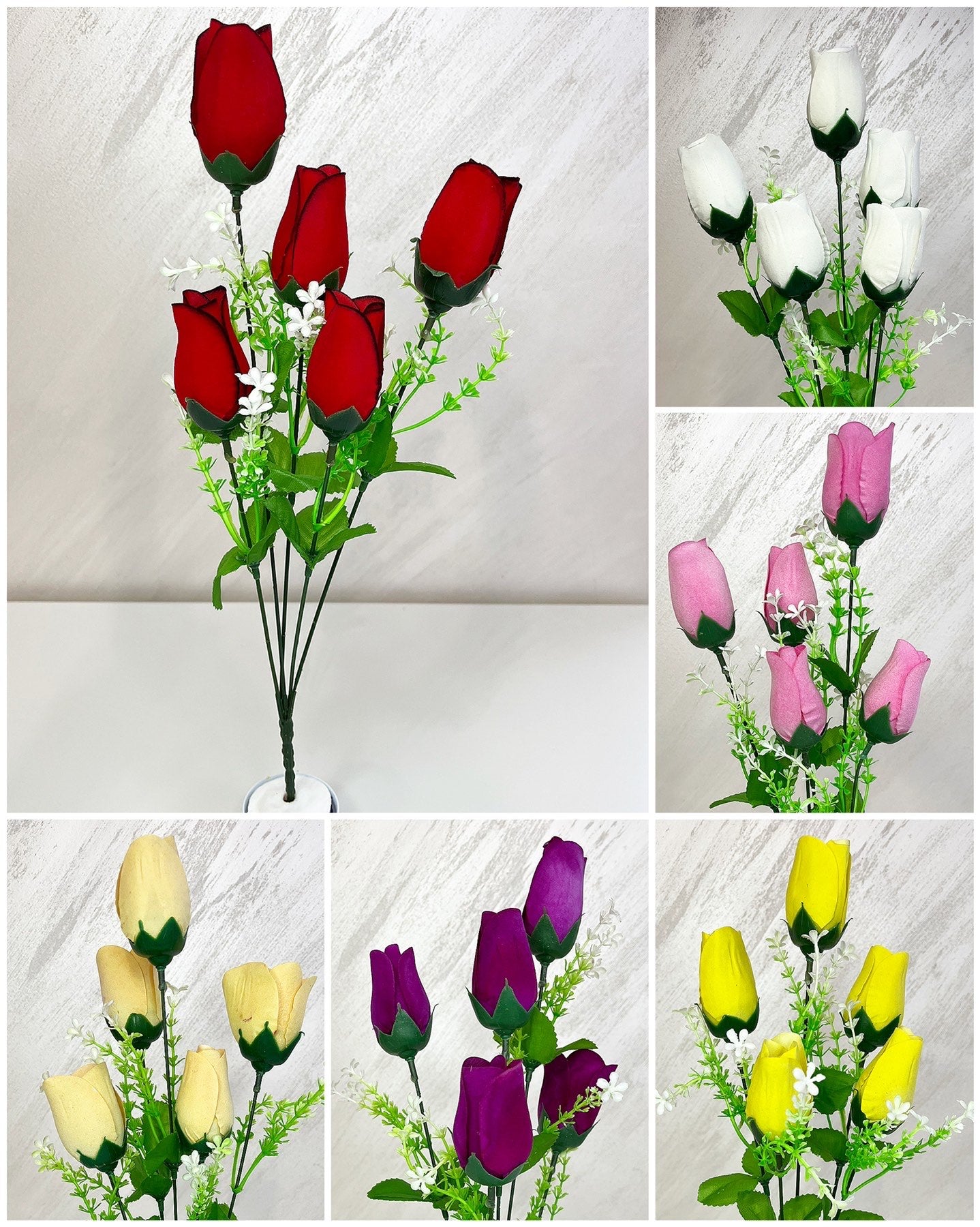 D-1 Евтин букет от кадифена роза пъпка